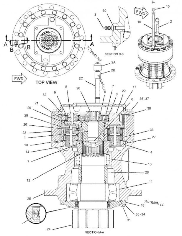 Belpartsgraafwerktuig Parts 322/324/325/329 de Schommelingsvermindering Assy van Schommelingsversnellingsbak 191-2693