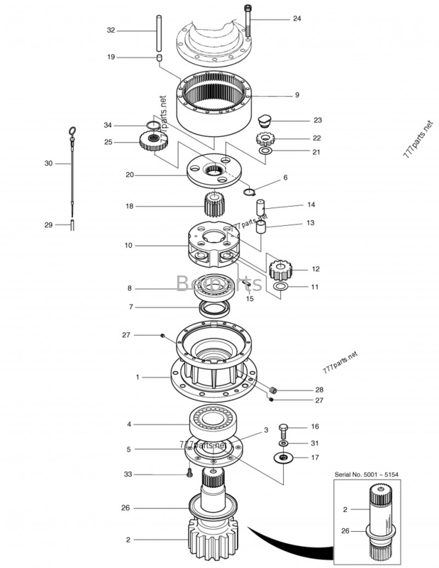 Van de het Graafwerktuigdx480 DX520 Schommeling van aarde Bewegende Machines van de de Versnellingsbakvermindering 130426-00005A de Schommelingsversnellingsbak