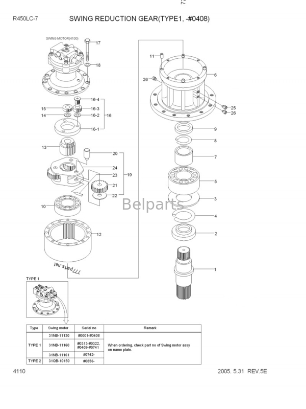 De Motortrapas van machinesMotoronderdelen MP1104K het Hoofd Dragen JO5C H07CT J08C