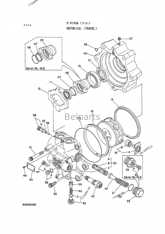 Kruippakjegraafwerktuig Final Drive Ex 60 Hydraulische Reismotor Assy 9069509 voor Hitachi