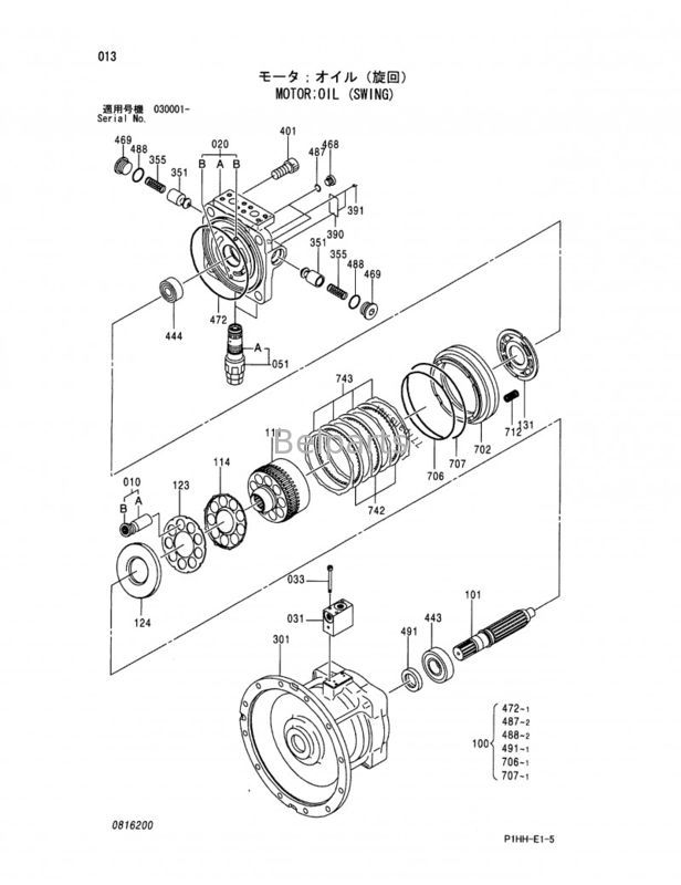 De Schommelingsmotor Assy 4419718 van Mini Excavator ZX330 ZAX330 Hitachi Schommelings Hydraulische Motor