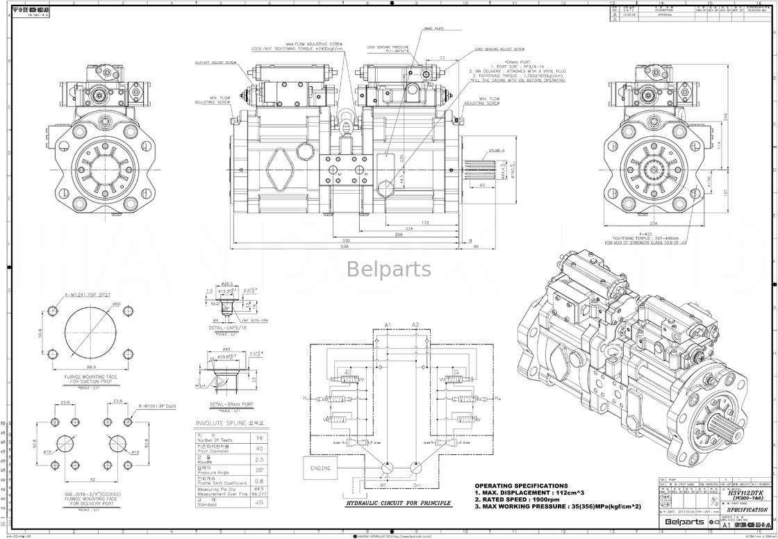 Pc200 Pc200 7 Belparts-de Hydraulische Pomp van Graafwerktuigmain pump pc 200-7 200-6 Pc160 708-2L-00300 708-2L-00790 voor KOMATSU