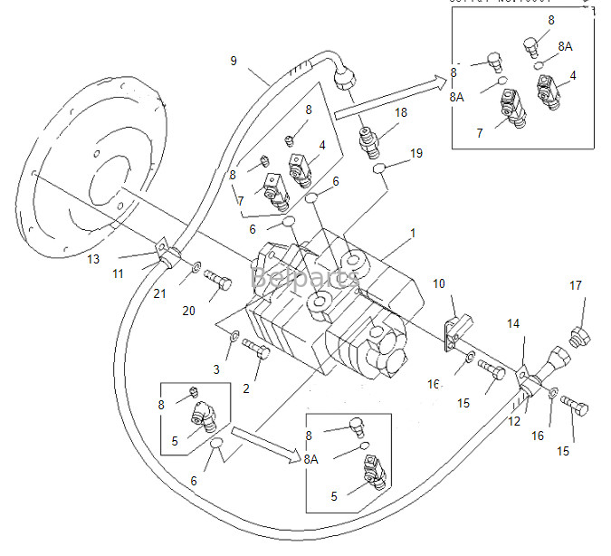 Belpartsgraafwerktuig Pc 50mr-2 Pc50 pc50uu-2 Hoofd de Pomp708-3s-00461 20U-60-21210 Hydraulische Pomp van Pc55 Pc58 voor KOMATSU