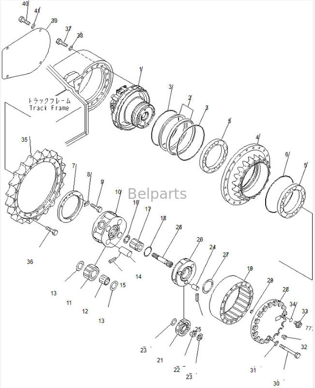 Van de de Aandrijvings708-8f-00121 Reis van Pc 220-6 van het Belpartsgraafwerktuig de Definitieve Motor Assy