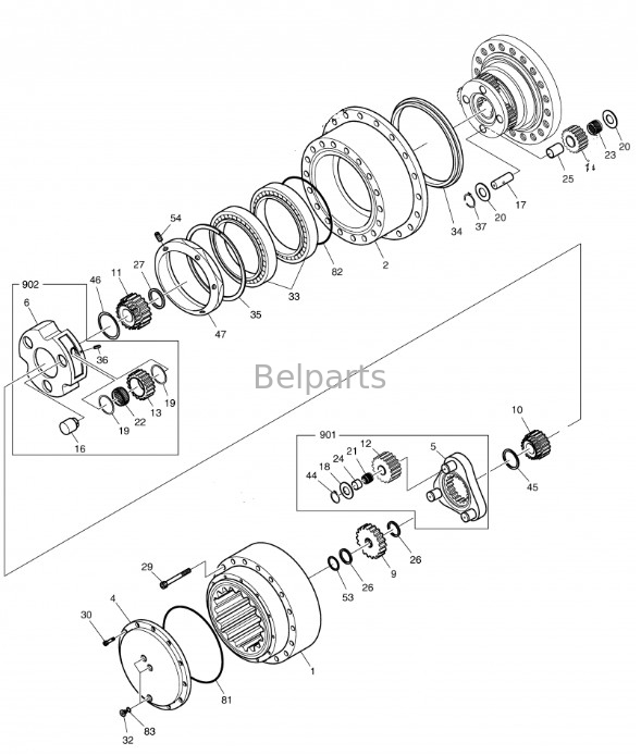 Belpartsgraafwerktuig Travel Gearbox dh370-7 dh370-9 DX380LC het Toestel van de Reisvermindering K1033688