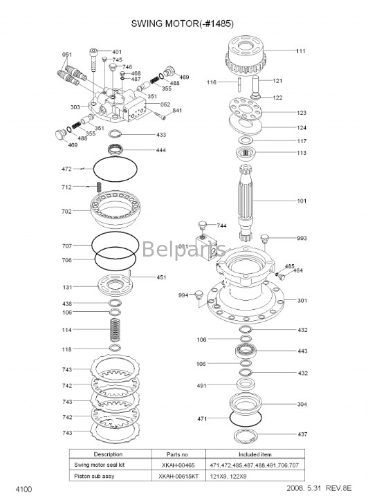 Belpartsgraafwerktuig Slewing Motor r320-7 Schommelingsmotor Assy 31N8-12010 31N9-10131 voor Hyundai