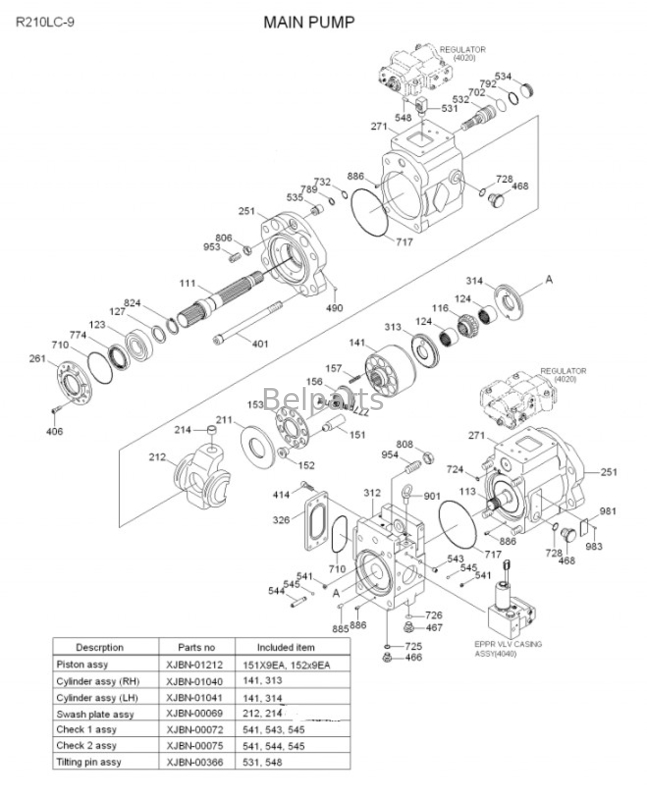 Hoofdpomp graafmachine R210LC-9 R220LC-9 R235LC-9 Hydraulische pomp 31Q6-10010