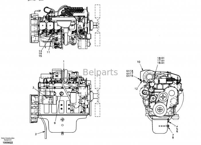 De Dieselmotorassemblage SA 1111-00313 van Part Engine Assy EC210 D6D van het Belpartsgraafwerktuig