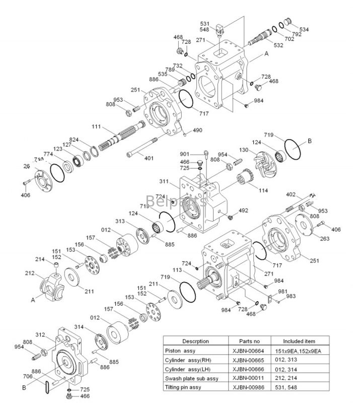 Belparts Excavator Voor Hyundai R450lc Hydraulische Pomp 31NB-10010 31NB-10020 31NB-10022