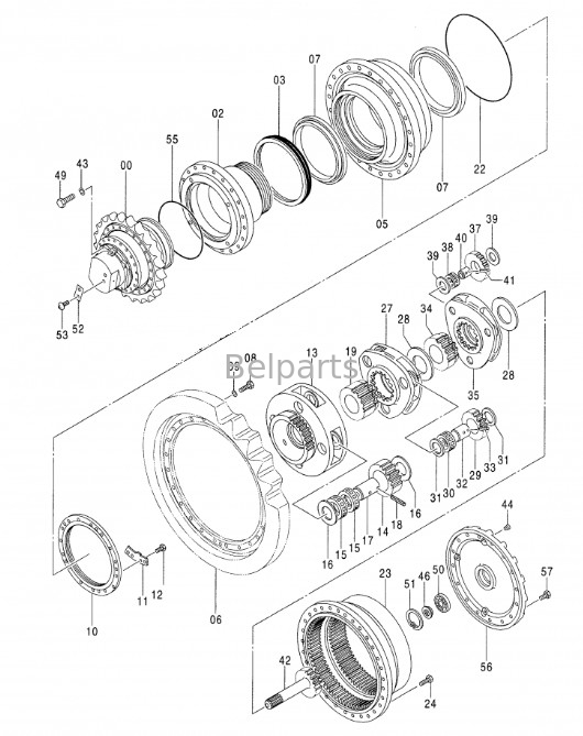 Belparts graafmachine reismotor assy voor Hitachi ZX470-5G