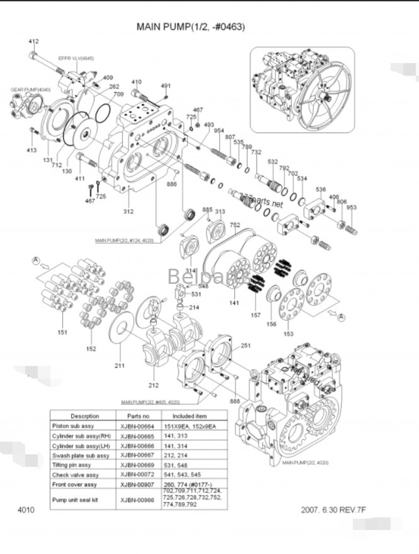 Belparts graafmachine hoofdpomp R450LC-7 R500LC-7 hydraulische pomp 31NB-10010 31NB-10020 31NB-10022 voor hyundai