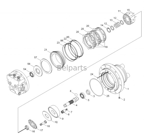 R55-7 R55-7A Final Drive Assy Belparts Graafmachine Reismotor Assy 31M8-40010 31M8-40020 Voor Hyundai