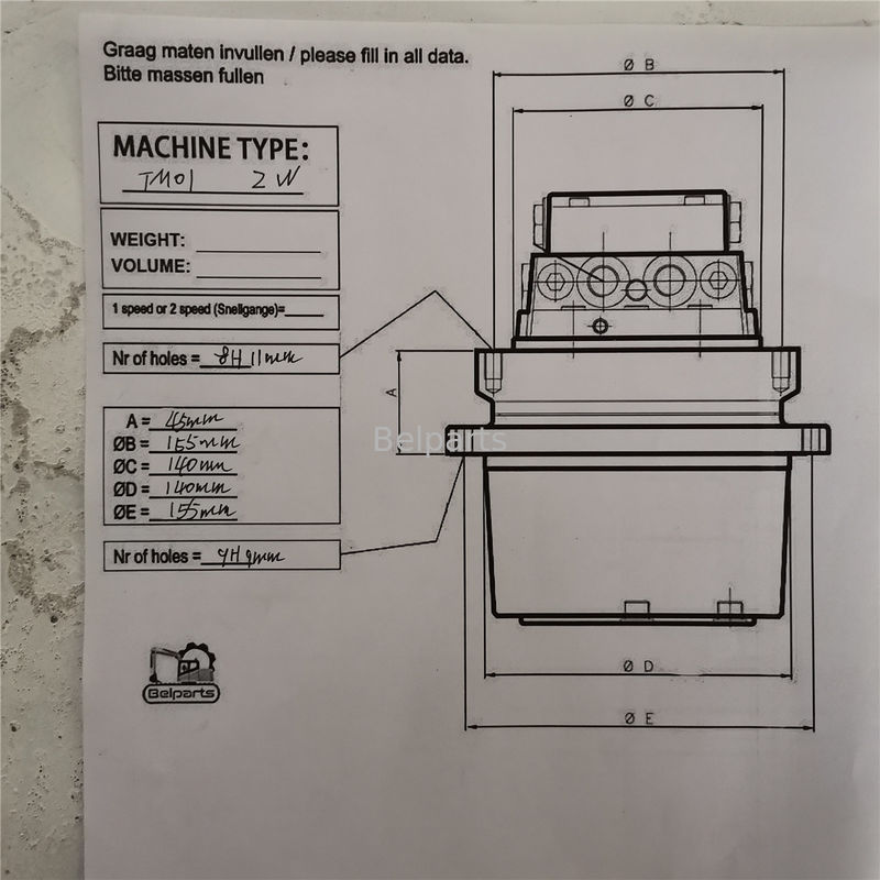 Hitachi ZX18 IHI 10F2 CX18 Kubota15 SK1.5 Graafmachine Hydraulische motor voor TM01 Final Drive