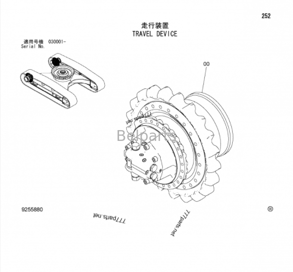 ZX270-3 ZX270LC-3 ZX280-3 ZX280LC-3 Reisversnellingsbak voor Hitachi Graafmachine Spare Parts 9255880 9256990 Walking Reducer
