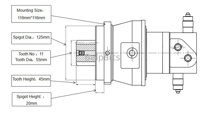 Swing motor voor ZX16-3 ZX17U-2 ZX17UNA-2 ZX18-3 Hitachi graafmachine onderdelen 4654366 Roterende apparaat
