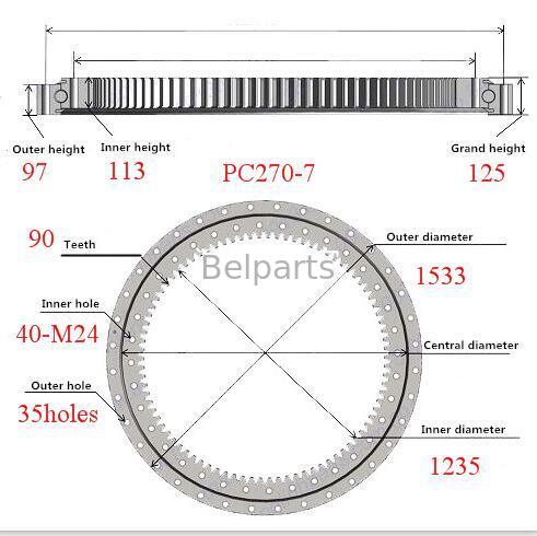 PC270-7 Slewing Bearing for Komatsu Excavator Spare Parts 206-26-00400 Slew Ring Swing Circle OEM