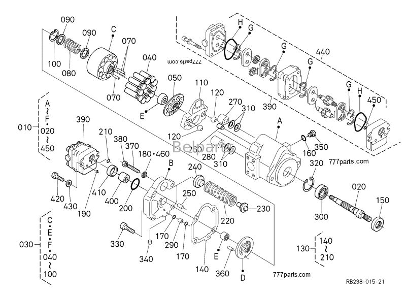 Hydraulische pomp Kubota U17-3 KX41-3 KX018-4 Mini-graafmachineonderdelen PVD-00B-15P-5G3-4982A Hoofdkolvenpomp RB238-61112 RB238-61110 RG138-61110 RG138-61114 RG138-61113
