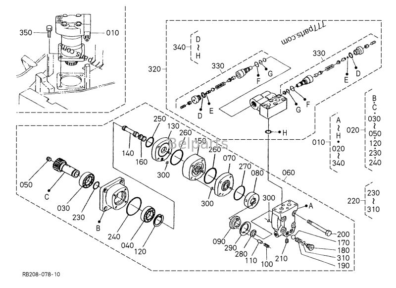 Zwenkmotor voor KX41-2 KX41-2S KX41-3 KUBOTA Mini Graafmachine Onderdelen Zwenkmotor Reducer Assy RB101-61282 RB101-69302 RB238-61280