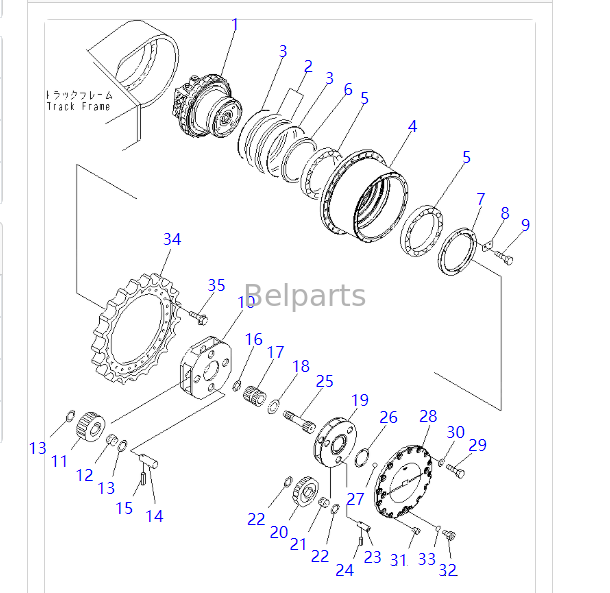 208-27-00311 208-27-00312 Eindaandrijving voor KOMATSU PC400-7 PC400-8 PC450-7 PC450-8 LC Graafmachine Travel Track Motor met Reducer