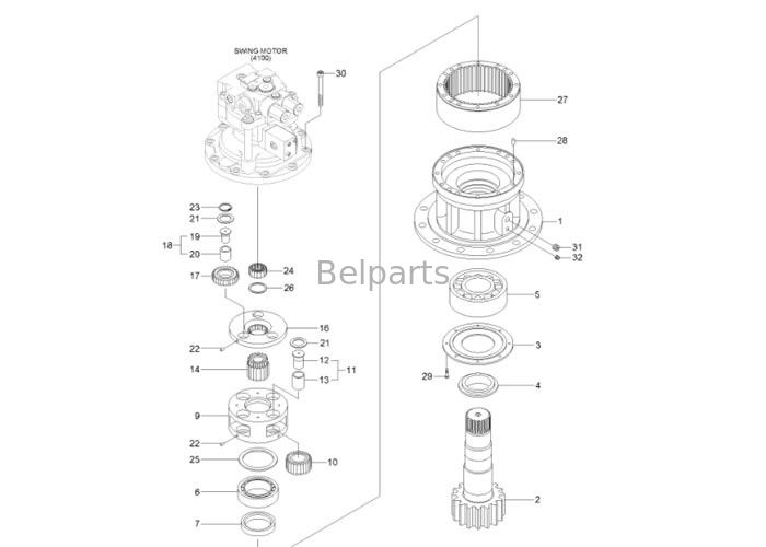 Motor r140-9 van de graafwerktuig hydraulische schommeling de versnellingsbak van de graafwerktuigschommeling 31Q4-11141