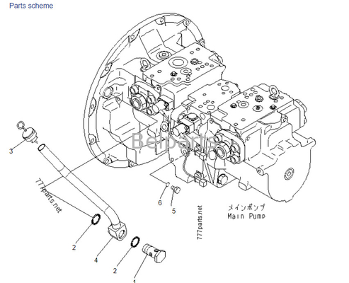 Komatsu PC400-7 708-2H-00022 708-2H-00450 708-2H-00460 Hydraulische hoofdpomp voor onderdelen van mini-graafmachines